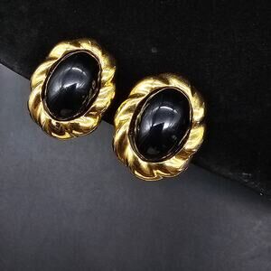 Interchangeable Clip On Earrings Gold Tone Moghul Cabochon Vintage Jewelry